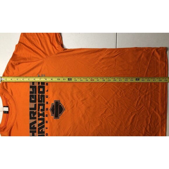 Harley Davidson Mens Large Orange Short Sleeve Shirt T Shirt - Picture 4 of 6